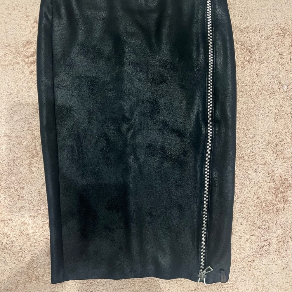 Black Asymmetrical Pencil Skirt with Slit